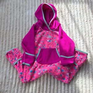 🚨The North Face🚨 Pink Hooded Infant Fleece with Teal Accents